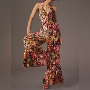 NWOT Plenty by Tracy Reese Pink Python Free Flow Wide Leg Jumpsuit Size Small
